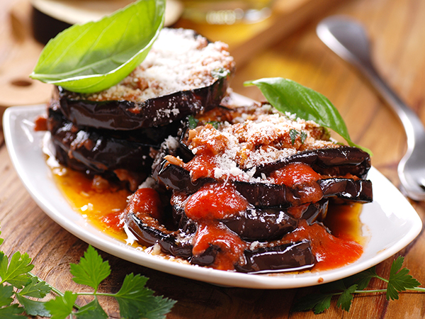 Smoked eggplant parmesan