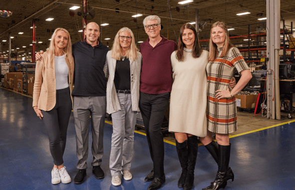 Maahs family photo in Alto-Shaam warehouse